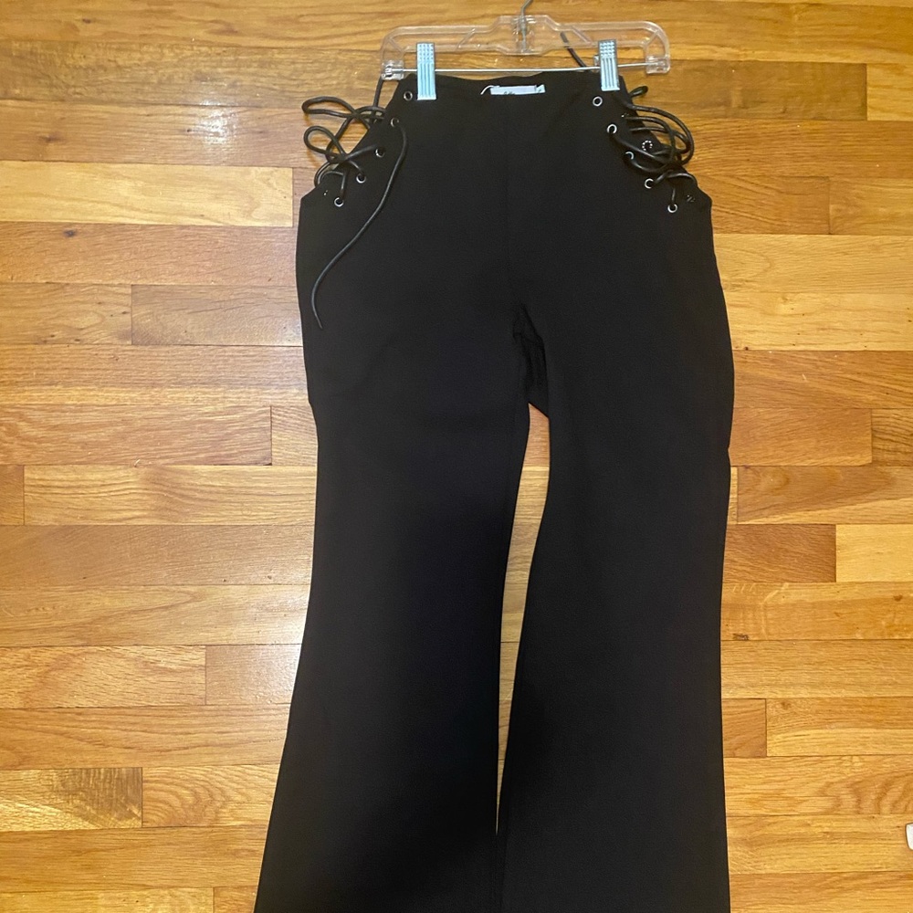 Adika weekend side lace up flared pants black small